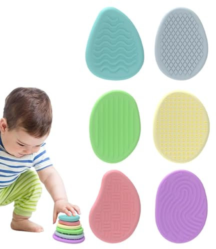 6 Stück Sensorisches Stein Fidget Spielzeug, Silikon Silent Fidget Sensorisches Spielzeug Stones, Anti Stress Spielzeug zum Stressabbau Fidgets, Sensory Stone für ADHS Und Autismus(Stein)