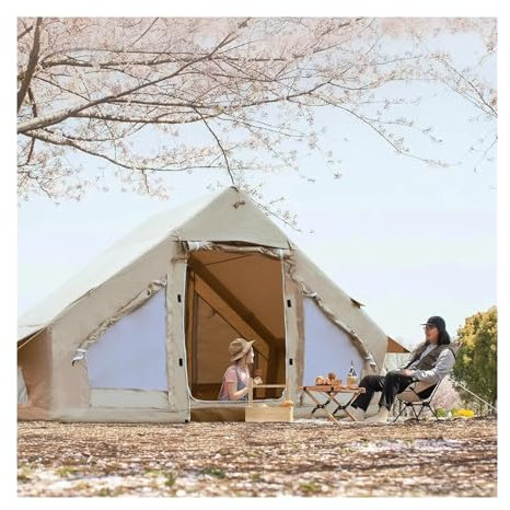 Tunnelzelte Aufblasbares Campingzelt mit Pumpe, großes wasserdichtes, winddichtes Outdoor-Glamping-Zelt für 4–6 Personen, Oxford 4-Jahreszeiten-Kabine Campingzelt
