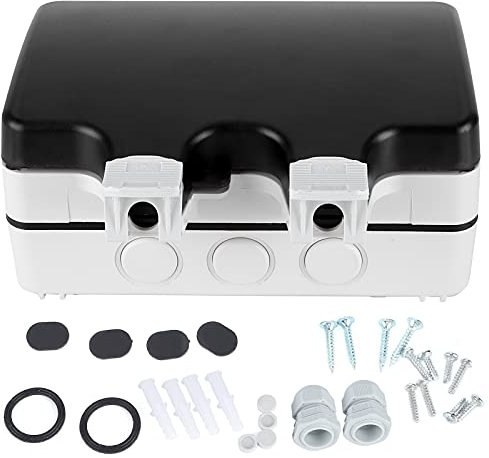20.5×12cm IP66 Socket Box, Multifunctional Junction Enclosure 86 Type for Balconies Gardens Bathrooms Kitchens Lawns Water Pumps Construction Sites Dormitories Shops RVs