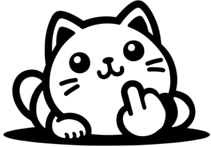 Süße Comic Katze zeigt Mittelfinger Abziehbild-Transfer-Aufkleber. Autoaufkleber mit Stinkefinger für Motorrad, Notebook, Kühlschrank, Wand, Tür, Mülleimer, Gepäck
