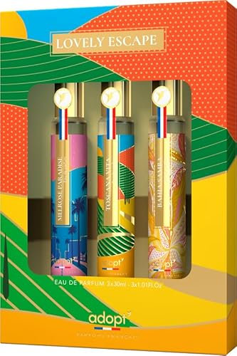 adopt LOVELY ESCAPE 3 er Set, 3 x 30 ml Eau de Parfums für Damen | Parfum Geschenkset (3x30ml), zum verschenken, frische, farbenfrohe Duftkompositionen, adopt:Damenduft