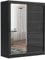 Brent - Kleiderschrank mit Spiegel und Schubladen 160cm Breit Chelsea Tomy, Schwebetürenschrank mit Spiegel, Schlafzimmerschrank, Kleiderschrank Schwarz Matt/Schwarz Hochglanz
