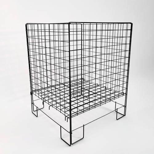 62cm Square Dump Bin Basket Collapsible Plastic Display Storage Bin for Retail Black Polycoated Mesh 78cm High Adjustable Bottom Flat Pack Assembly
