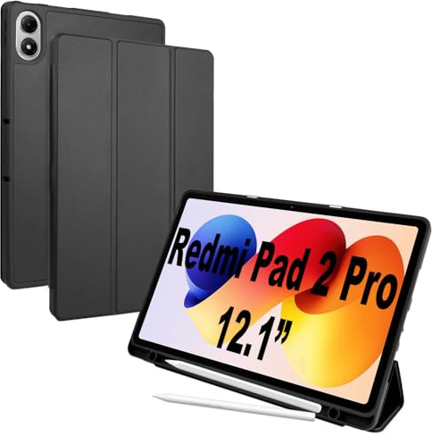 Coque pour Xiaomi Redmi Pad 2 Pro 12.1“ Tablette Cover Ultra Mince Tablette Housse Cuir avec Support Protection Étui Magnétique Smart Folio Coverr Redmi Pad 2 Pro (Noir)