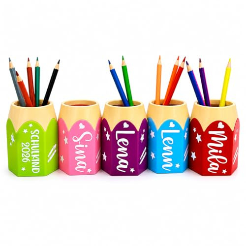 Generisch Personalisierter Stiftehalter, Stifteköcher zur Einschulung Schulkind 2026, Stiftebecher Schreibtisch Organizer, Stifte Aufbewahrungsbox für Kinderzimmer, Schule, Einschulungsgeschenk