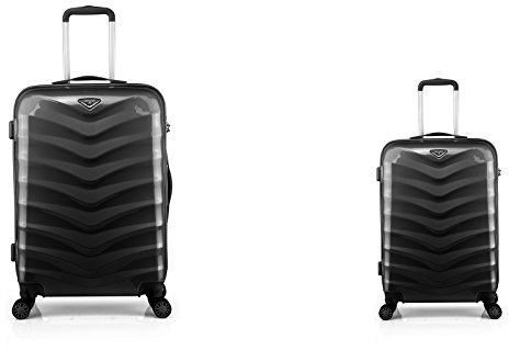 ABISTAB Verage Hartschalenkoffer Seagull 2er Koffer-Set S+L (55-75 cm) 4 Räder Schwarz TSA-Schloss, 2 teilig Hartschale-Reisekoffer-Set mit Handgepäck Trolley