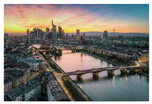 artboxONE Poster 120x80 cm Städte/Frankfurt Frankfurt am Abend - Bild Frankfurt Beleuchtung Brücken