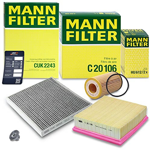 MANN-FILTER Inspektionspaket Filterset 1x Ölfilter, 1x Luftfilter, 1x Innenraumfilter (Aktivkohlefilter), 1x Ölablassschraube Kompatibel mit OPEL CORSA D (S07)