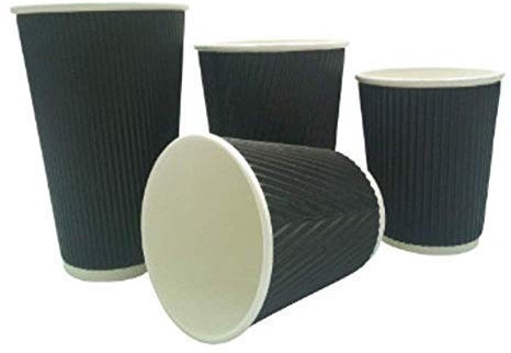 We Can Source It Ltd – 12oz Disposable Kraft Ripple Paper Cups – Insulated Black Paper Cups with 3 Ply Construction – For Tea, Coffee, Hot Drinks – 200Pc