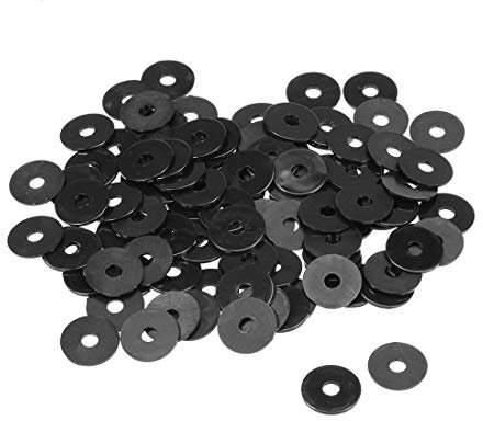 sourcing map 100Stk, Nylon Flache Unterlegscheiben M4 für 4 mm ID Schraubenbolzen 15 mm AD 1 mm Dick Distanzhülsen Dichtungsringe Beilagscheiben für Wasserhahn Rohr Wasserschlauch Schwarz