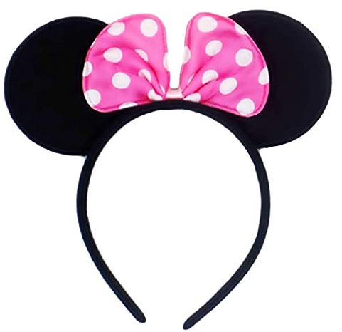 Serre-tête oreilles nœud fuchsia pois blancs déguisement femme Minnie fête accessoire carnaval
