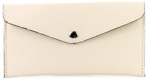 modamoda de - P03 - ital. Damen Portemonnaie Echtleder lang, Farbe:Creme