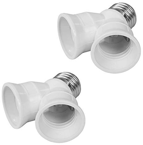PerfectHD 2x Lampensockel Y-Adapter | E27 auf 2x E27 | Lampenfassung Konverter Fassung Sockel Stecker Glühbirne Lampe LED | 2 Stück
