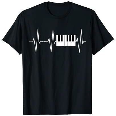 Clavier de piano vintage Heartbeat Jazz Puls Pianistes Musicien T-Shirt