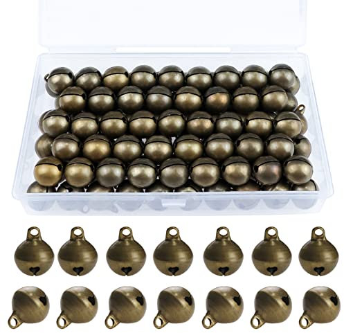 GZhaimai Glöckchen zum Basteln, 100 Stück Kleine Glöckchen, Vintage Glöckchen in Bronze 14 mm mit Ösen für Handwerk, Schmuck, Festival Dekoration, Haustier Glocken