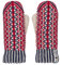 ÖJBRO VANTFABRIK Lycksele Fäustlinge 4 Lagen rot/blau/natur Gr. L 100% Merinowolle Handschuhe Strick warm weich - Hergestellt in Schweden