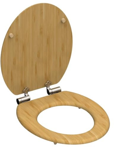 Schütte BAMBUS WC-Sitz mit Absenkautomatik, Toilettensitz mit Klodeckel in Holzoptik, Nachhaltiger Toilettendeckel (maximale Belastung der Klobrille 175 kg), Naturfarben
