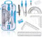 Geometrie Anzug,Geometrieset 10-Teilig mit Zirkel,Schulzirkel Geometriezirkel Mathematik Geometrie-Sets und Winkelmesser, Geodreieck, Parabel, Bleistift, Radierer - praktisches Mathematik-Set,Blau.
