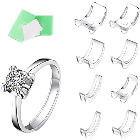 NITAIUN 16 Piezas Ajustador de tamaño de Anillo Invisible 8 Tamaños Ajustador de Tamaño de Anillo para Anillos Sueltos para Cualquier Anillo, Reductor de Tamaño de Anillo, Espaciador (16 Piezas)