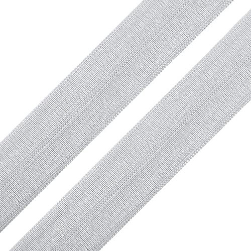 1m Einfassband 20mm hochelastisch 44% Elastan gefalzt Meterware Faltgummi Schrägband Farbwahl, Größe:20 mm, Farbe:hellgrau glänzend