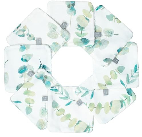 Sevira Kids - Lingettes bébé lavables 8 pièces, Eucalyptus Made in France