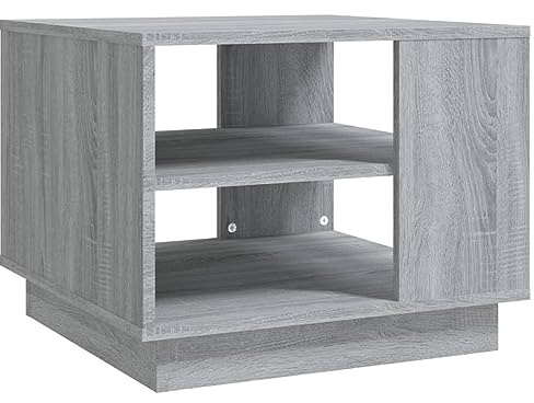 vidaXL Grey Sonoma Coffee Table in Engineered Wood - Sturdy, Long-lasting, and Modern Square Shaped Living Room Furniture with Shelf for Extra Storage