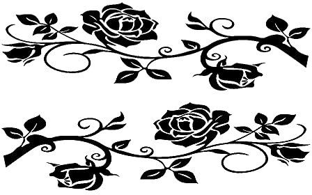 Blumenranke Autoaufkleber,MoreChioce 2 Stücke Vintage Vinyl Grafik Aufkleber Abziehbild Decal Wasserdichte Wand Tattoo Auto Folierung Blume Muster Seitenschweller Selbstklebend Wanddeko,Schwarz