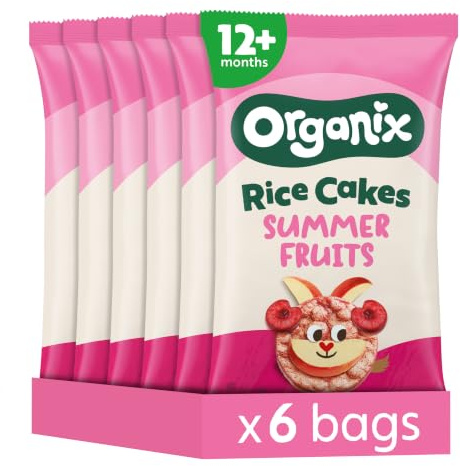 Organix Summer Fruits Rice Cakes, Berry Flavour, 40 g (Pack of 6) | For 12+ Months, Organic Toddler Snack, Finger Food, Gluten-Free, Vegan Friendly, No Artificial Flavours