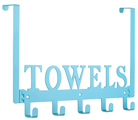Kuhome Handtuchhalter Handtuchhalter für Badezimmer über der Tür Haken Türhalterung Handtuchhaken für Badezimmer, Türregal, Bademantelhaken, sandgestrahlt, Organizer für Pool Strandtuch (blau)