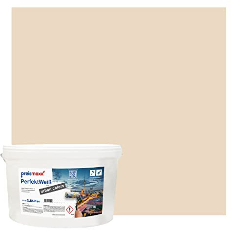 Preismaxx Perfektweiß urban colors, bunte Wandfarbe, rot, ahornholz, maple wood 2,5L, Innenfarbe, hohe Deckkraft Klasse 2, matt