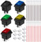 Xiatiaosann 5 Stück Wasserdichter Kippschalter AC 16A/250V 20A/125V DPST Ein/Aus 5 Farben (Schwarz/Rot/Grün/Gelb/Blau) 4 poliger 2 Positionen LED Licht Schalter Wippschalter für Auto mit Crimpdraht