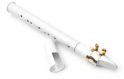LAOJIA Saxo de Bolsillo, Mini saxofón de Bolsillo Blanco, pequeño saxofón portátil con Bolsa de Transporte Negra, Instrumento de Viento de Madera