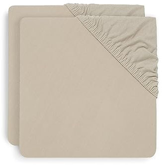 Jollein Spannbettlaken Jersey - Für den Laufstall - Nougat - 2er Pack - 75x95cm - 100% Baumwolle - Spannbetttuch Laufgitter - Beige