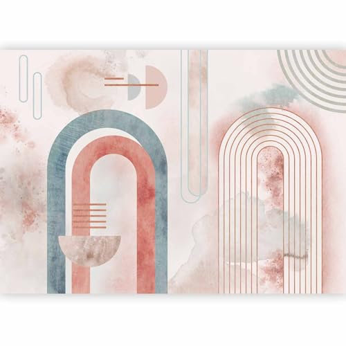 murando - Papier peint panoramique abstrait 350x256 cm - Revêtement mural décoration pour chambre salon cuisine - Design unique et moderne - Gris rose rouge - a-A-10311-a-a