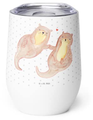 Mr. & Mrs. Panda Thermobecher Otter Hände halten - Geschenk, Weintumbler, thermosbecher, Verliebt, Liebe, Seeotter, Paar, kaffee tasse, Thermo Becher, Romantisch, Isolierbecher