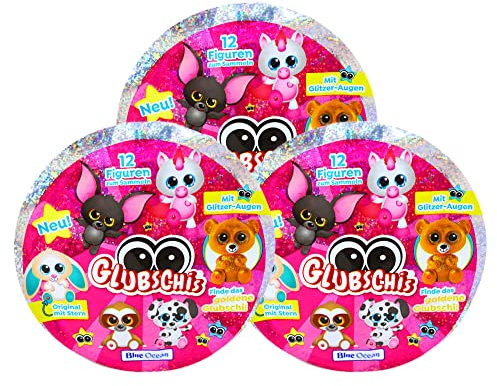 STRONCARD Blue Ocean Glubschis Sammelfiguren Serie 1 - Glubschi Glitzer Figur - Auswahl + 10 Originale Hüllen (3 Tüten)
