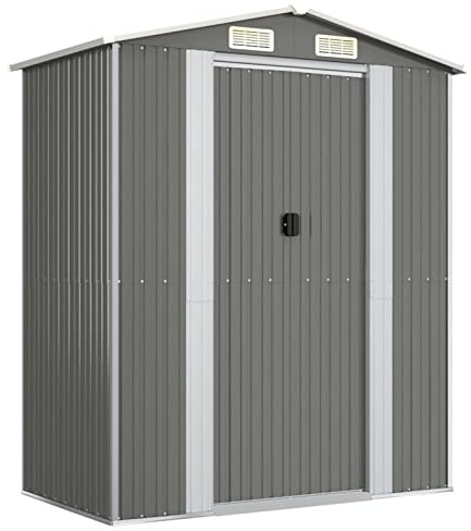 Keketa Capanno Giardino Attrezzo Casetta per Giardino Attrezzature Porta Attrezzo Grigio Chiaro 192x108x223cm Acciaio Zincato