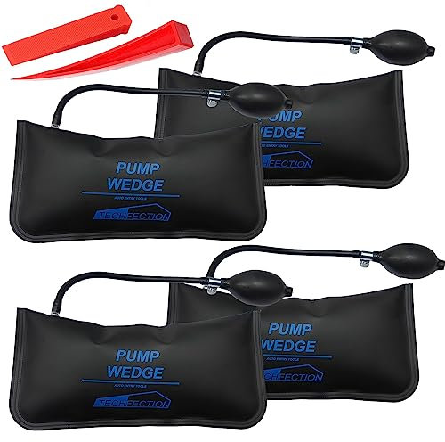 4 Montagekissen Air Pump Wedge Set Spreizkissen Pneumatikspanner Belastung bis 300kg Luftkissenheber Hebekissen Luftkeil Montagehilfe für Tür Fenster Montage Auto-Reparatur mit 2 Kunststoffkeile