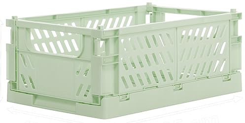 Brandsseller Faltbare Klappbox 25x16,5x10 cm stabiler Einkaufskorb stapelbarer Transportkorb Aufbewahrungskiste - Hellgrün