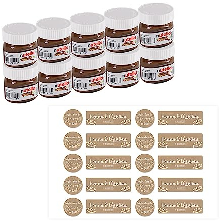 Herz & Heim® Gastgeschenk zur Hochzeit - Nuss-Nougat-Creme - mit Namen des Brautpaares Hochzeitstauben