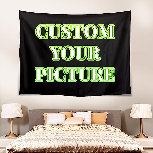 VICVIK Personalisierter Wandteppich Foto und Text Personalisierter Wandbehang für Geburtstag, Personalisierter Wandteppich Hintergrund für Schlafzimmer,Wohnzimmer,Wohndekoration