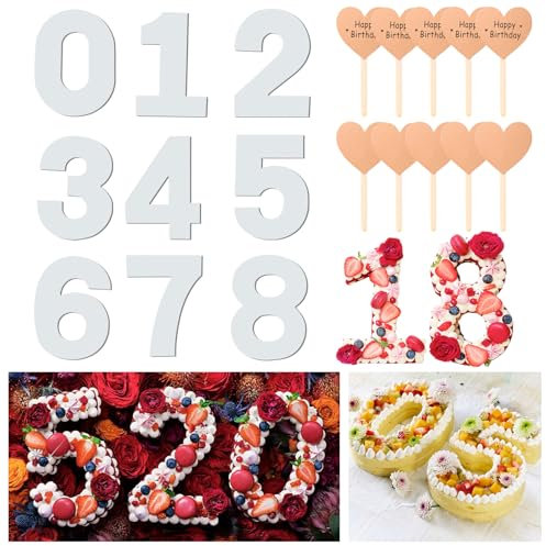 9 pièces Moule Chiffre Gateau Number Cake, Moule à Cake Numérique Plastique Moule à Gâteau Chiffre 0-8 Grand Chiffre Number Cake pour Les Mariages,Les Anniversaires, les Fêtes de Fn d'Année(12 pouces)