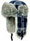 HEYANN Wintermütze mit Ohrenklappen,Uschanka Herren Trapper Mütze Fallensteller Karierter Hut Unisex Ushanka Mütze Russische Mütze Bombermütze für Damen und Herren (L/XL, Blau-Grau)