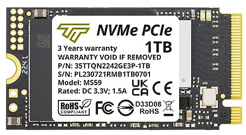 Timetec SSD M.2 2242 da 1 TB NVMe PCIe Gen3x4 su un lato velocità di lettura/scrittura fino a 2.500/1.700 MB/s Compatibile con Lenovo Thinkpad X1 Nano Gen 2 /ThinkPad 11e Yoga Gen 6/Thinkpad E15,