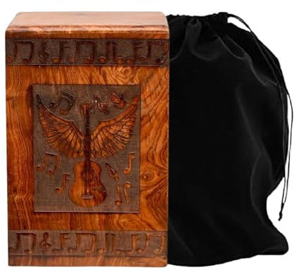 leatherooze Urna de planta con tela de muselina, urna de madera maciza para adultos, cenizas humanas, cremación, funeral, urna de madera hecha a mano, urna decorativa, urna grande interior (urna de