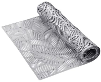 Whakano Tischläufer Abwaschbar,Dekoratives Tischband,Hohler Table Runner Tischband,Tafeltuch Tischtuch,Edle Tischläufer Für Geburtstage & Hochzeiten,Esszimmer,Party,Urlaub Dekoration,Silber