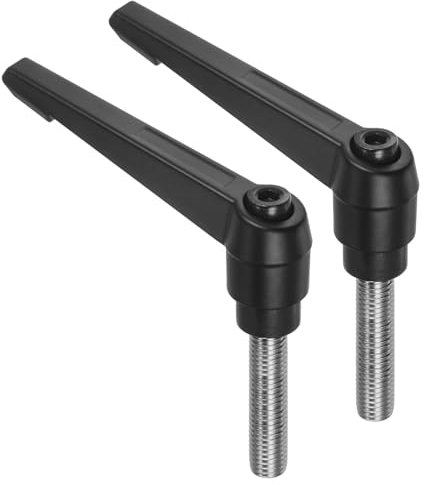 QUARKZMAN 2 Stück Klemmhebel Griff M12 x 50mm Außengewinde Schraube Edelstahl 304 mit Zinklegierung Verstellbare Handgriff Spannhebel für Werkzeugmaschinen Schweißgeräte Druckgeräte, Schwarz