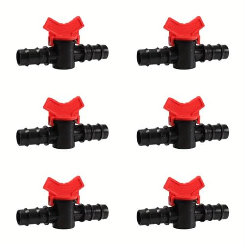 6Pcs 3/4Inch Drip Irrigation Parts Barbed Ball Valve Irrigation Tubing(Fit ID 0.620Inch OD3/4Inch Tubing）Drip Irrigation Tubing Shut Off Valve (BLACK)
