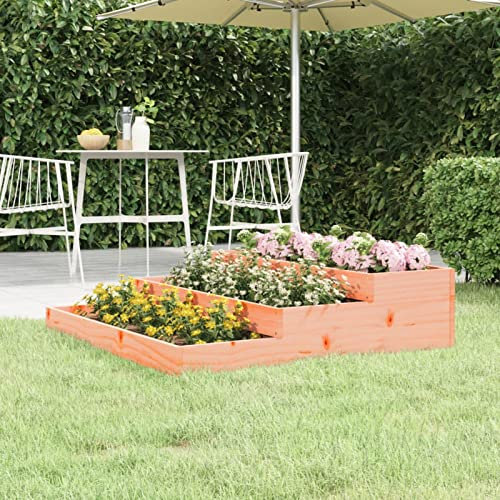 ARKEM - Jardinera de Madera de Douglas Maciza, 107 x 107 x 27 cm, Jardinera en pies,Terraza