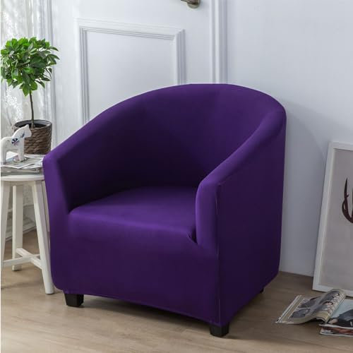 Surwin Sesselbezug Elastische Sesselschoner, Einfarbig Sesselüberwurf Universal Chair Schonbezug Sofabezug für Clubsessel Lounge- & Cocktailsessel (One Size,Lila)